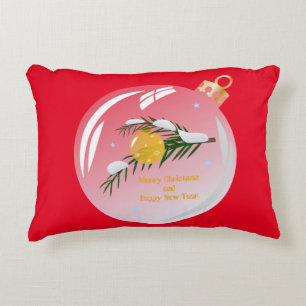 Verdekte kerstbijtak in bauble accent kussen