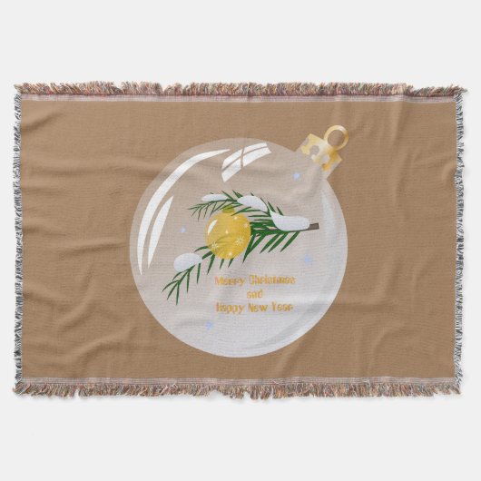 Verdekte kerstbijtak in bauble deken (Voorkant)