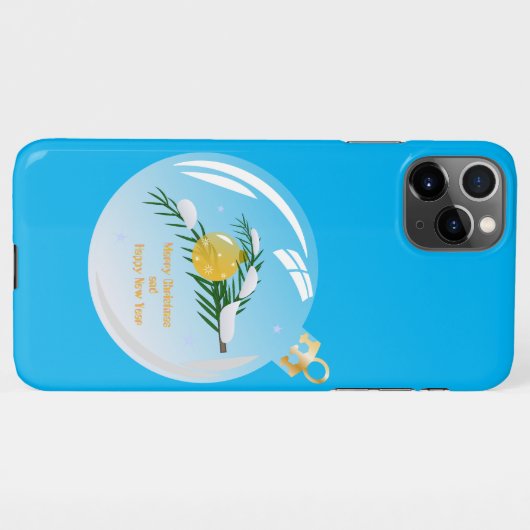 Verdekte kerstbijtak in bauble iPhone hoesje (Achterkant horizontaal)