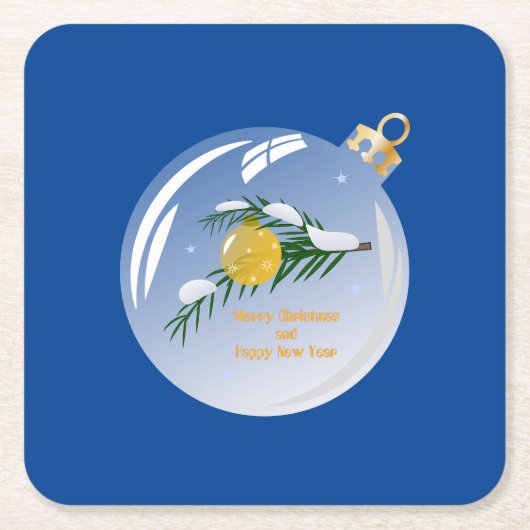 Verdekte kerstbijtak in bauble kartonnen onderzetters (Voorkant)