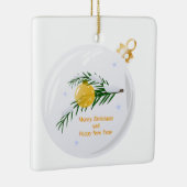 Verdekte kerstbijtak in bauble keramisch ornament (Rechts)