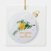 Verdekte kerstbijtak in bauble keramisch ornament (Achterkant)