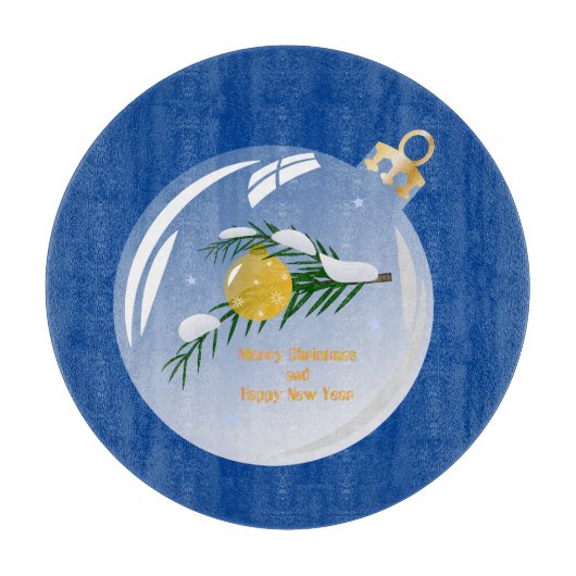 Verdekte kerstbijtak in bauble snijplank (Voorkant)