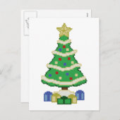 Verdekte kerstboom 8-bits videogame-stijl feestdagenkaart (Voorkant / Achterkant)