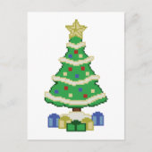 Verdekte kerstboom 8-bits videogame-stijl feestdagenkaart (Voorkant)