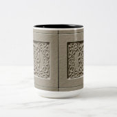 Verdekte stone textuur Keltische knopen Tweekleurige Koffiemok (Center)