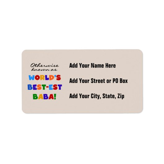 Verder bekend als Best-est Baba T-shirts en Gift Etiket (Voorkant)