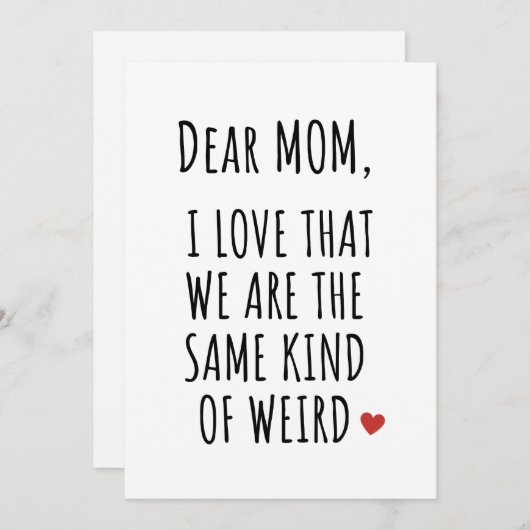 VERDER MOM IK HOOP DAT WE HETZELFDE SOORT WEIRD ZI FEESTDAGENKAART (Voorkant / Achterkant)