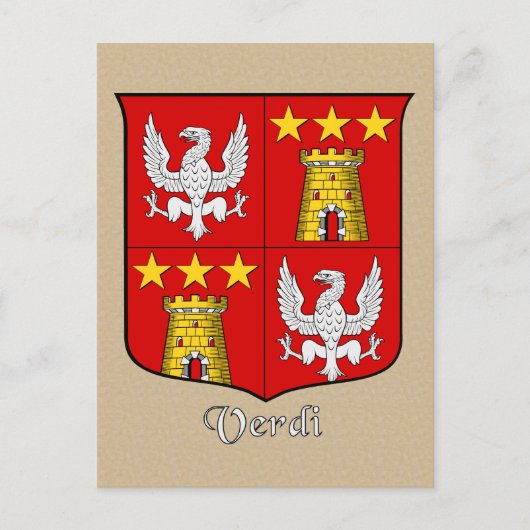 Verdi Family Heraldic Shield Briefkaart (Voorkant)