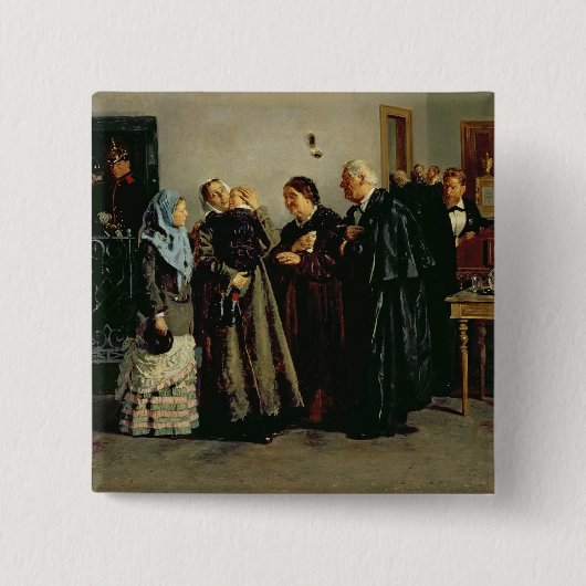 Verdict, 'Not Guilty', 1882 Vierkante Button 5,1 Cm (Voorkant)