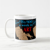 "Verdien $75 tot $100 per week in Art" Retro Coffe Koffiemok (Links)