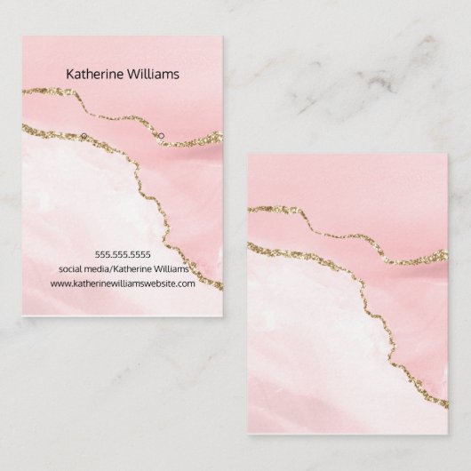 Verdien beeldscherm in Blush Pink Faux Gold Glitte Visitekaartje (Voorkant / Achterkant)