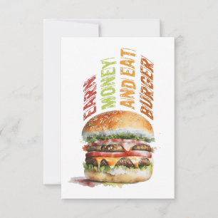 Verdien geld en eet hamburger, humoristisch hambur