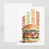 Verdien geld en eet hamburger, humoristisch hambur bedankkaart (Voorkant / Achterkant)