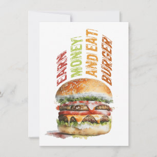 Verdien geld en eet hamburger, humoristisch hambur feestdagenkaart