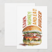 Verdien geld en eet hamburger, humoristisch hambur feestdagenkaart (Voorkant / Achterkant)