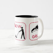 Verdien. Mow. Grill. Tweekleurige Koffiemok (Voorkant rechts)