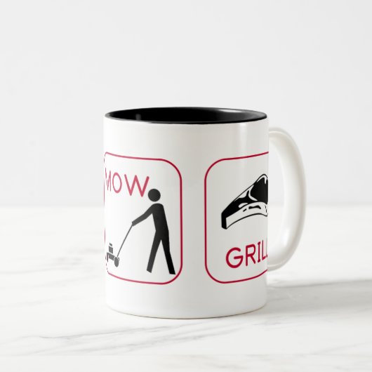 Verdien. Mow. Grill. Tweekleurige Koffiemok (Voorkant rechts)