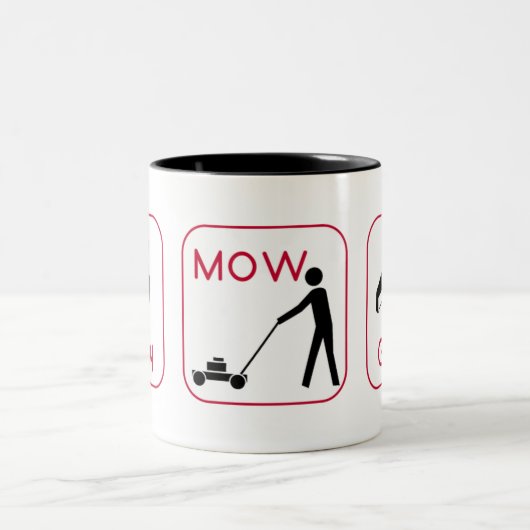 Verdien. Mow. Grill. Tweekleurige Koffiemok (Center)