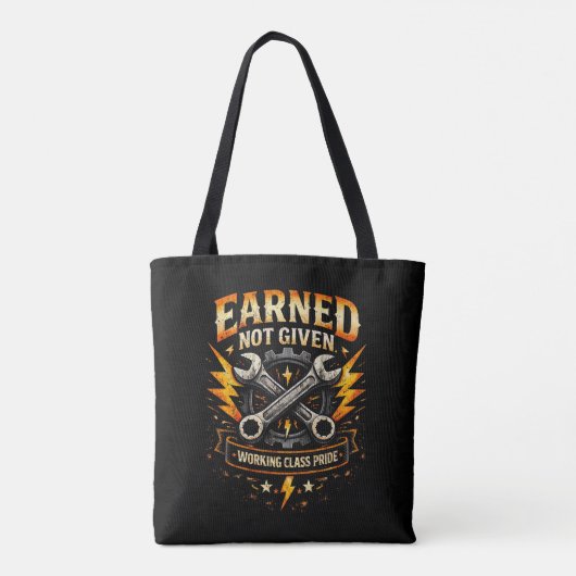 Verdiend, niet gekregen tote bag (Achterkant)