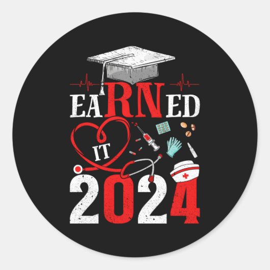 Verdiende het 2024 voor verpleegkundige Afstuderen Ronde Sticker (Voorkant)