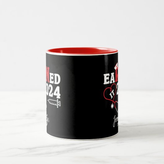 Verdiende IT RN Verpleegkundige Afstuderen Medisch Tweekleurige Koffiemok (Center)