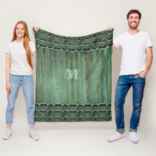 Verdigris Bronze Leaf Pattern Fleece Deken