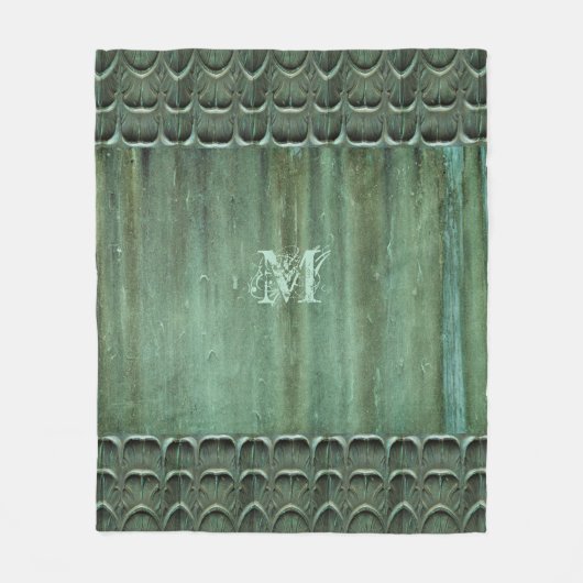 Verdigris Bronze Leaf Pattern Fleece Deken (Voorkant)