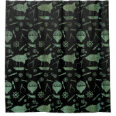 Verdigris Bronze Steampunk Airships Theme Douchegordijn (Voorkant)