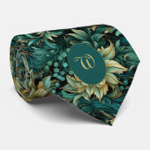 Verdigris en Gold Botanical Stropdas (Opgerold)