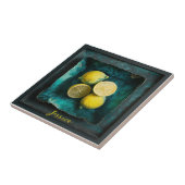 Verdigris en Lemons op een vierkant Bord Tegeltje (Zijkant)