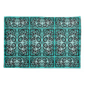 Verdigris en zwart scrollwerkpatroon kussensloop (Achterkant)