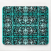 Verdigris en zwart scrollwerkpatroon muismat (Voorkant)