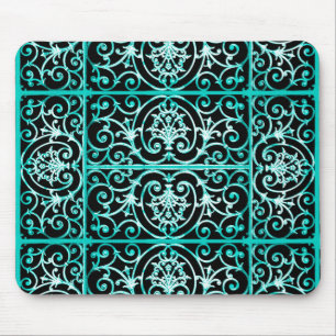 Verdigris en zwart scrollwerkpatroon muismat