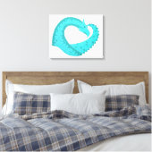 Verdigris hartdraak op wit canvas afdruk (Insitu (Slaapkamer))