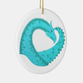 Verdigris hartdraak op wit keramisch ornament (Rechts)