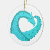 Verdigris hartdraak op wit keramisch ornament (Links)