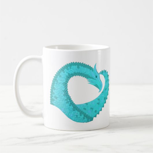 Verdigris hartdraak op wit koffiemok (Links)