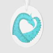 Verdigris hartdraak op wit ornament (voorkant)