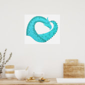 Verdigris hartdraak op wit poster (Keuken)