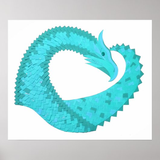 Verdigris hartdraak op wit poster (Voorkant)