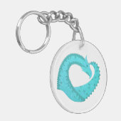 Verdigris hartdraak op wit sleutelhanger (Voorkant Links)