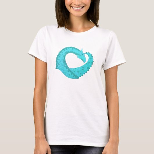 Verdigris hartdraak op wit t-shirt (Voorkant)