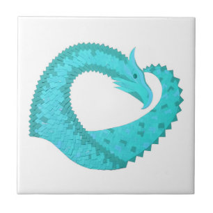 Verdigris hartdraak op wit tegeltje