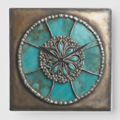 Verdigris Patina Metal Vierkante Klok (Voorkant)