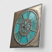 Verdigris Patina Metal Vierkante Klok (Hoek)