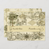  Verdigris Unicorn Bewaar de datum Aankondigingskaart (Voorkant / Achterkant)