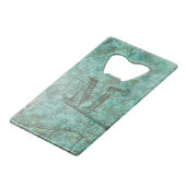 Verdigris Verdigris Bronze - Aangepast monogram Creditkaart Flessenopener (Voorkant Gekanteld)