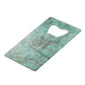 Verdigris Verdigris Bronze - Aangepast monogram Creditkaart Flessenopener (Achterkant Gekanteld)
