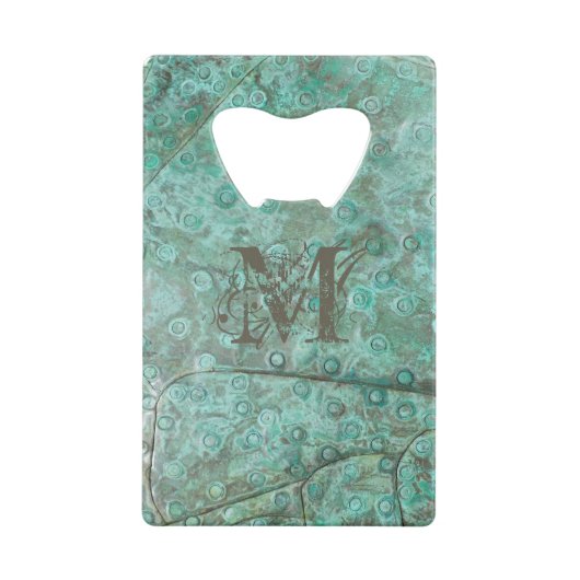 Verdigris Verdigris Bronze - Aangepast monogram Creditkaart Flessenopener (Achterkant)